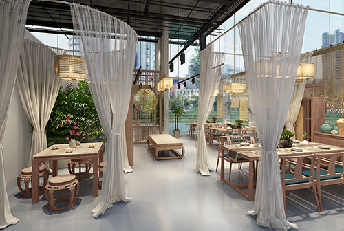 城区200平禅意中式风格奶茶咖啡店装修设计效果图