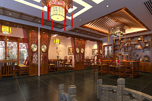 城区优雅恬淡中式茶叶店装修设计效果图